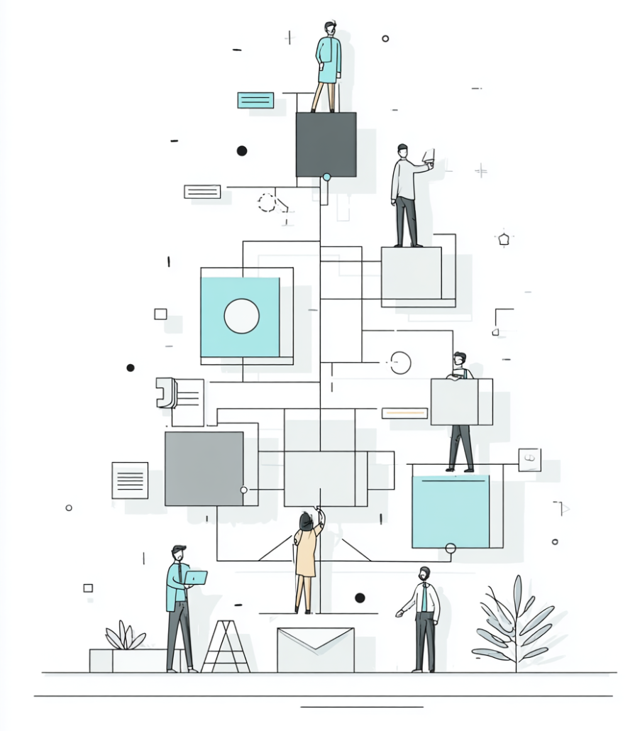 Ilustrație pentru construcția tabelelor organizaționale și structurilor ierarhice
